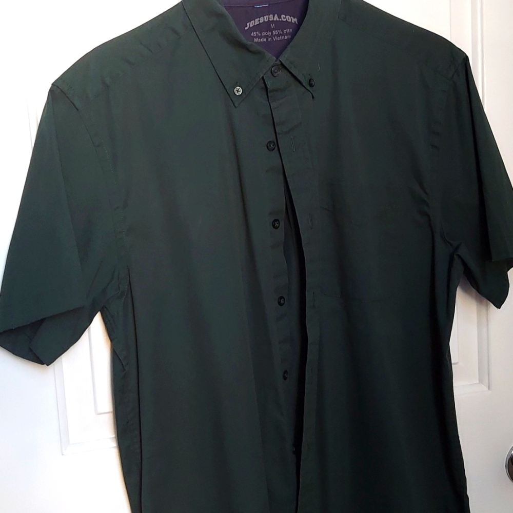 Green button up shirt